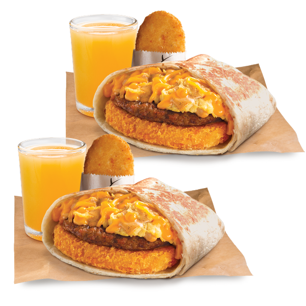 2 Cruncywrap AM + 2 Hashbrown + 2 Jugos de Naranja por Q50.00